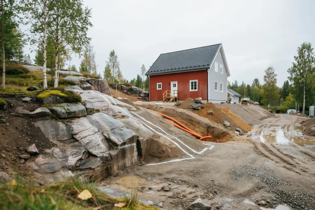 tomt med berg i dagen s planerar du markarbetet utan on diga spr ngkostnader