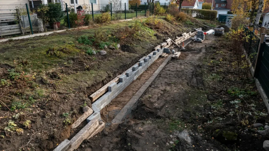 byte av st dmur 25 meter vid tomt i tr ngsund tullinge